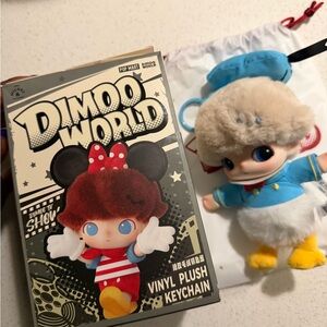 Disney Dimoo World Plush Keychain - Blue & Cream